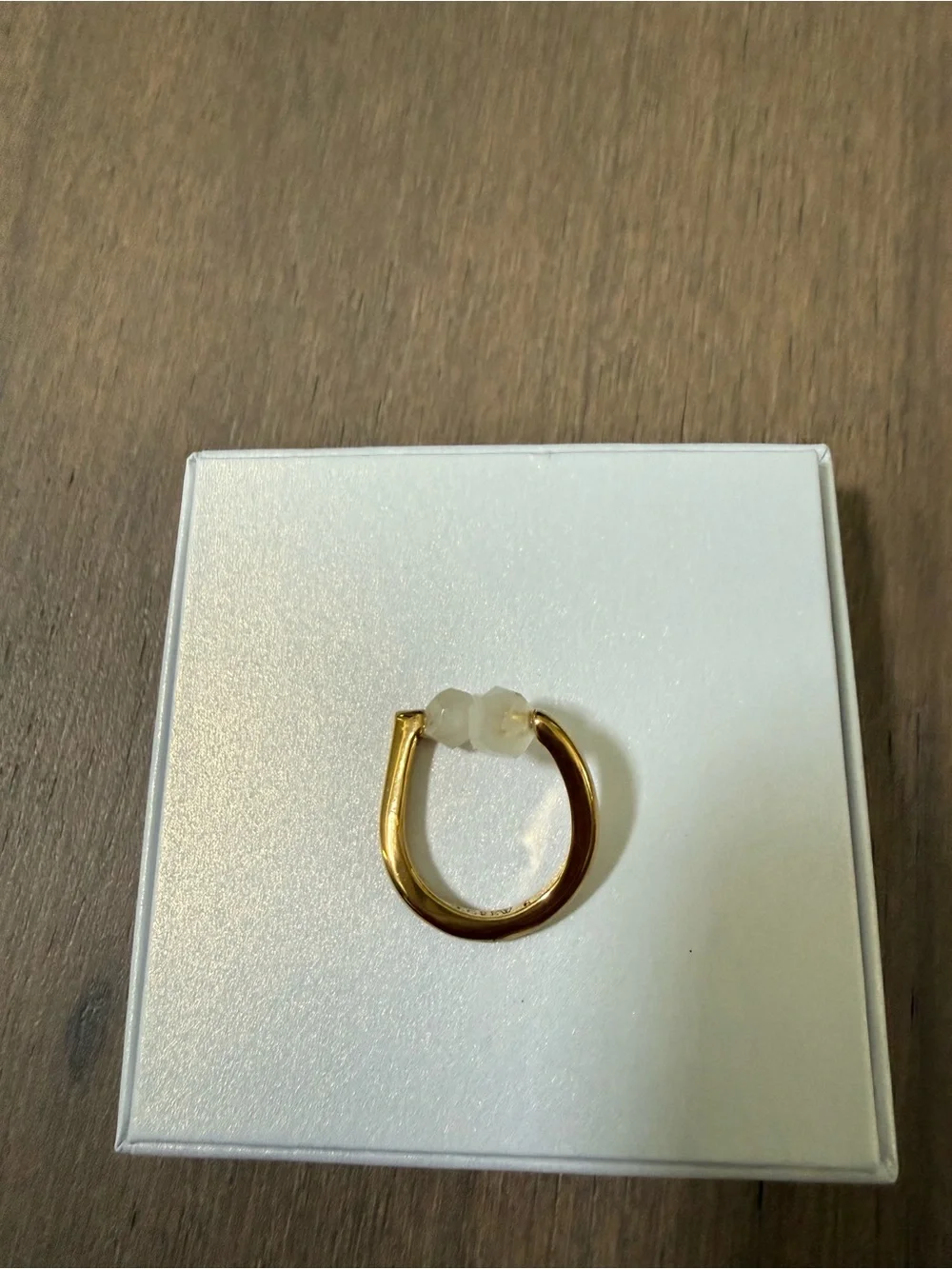 J.Crew Gold White Stone Beaded Ring Size 6 Minimalist Modern